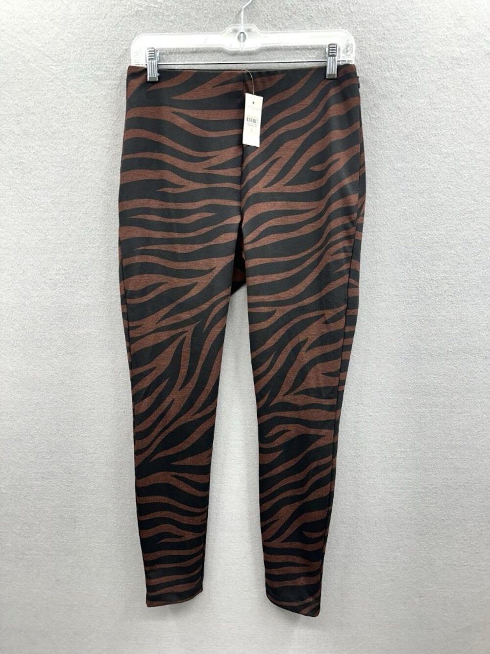 Ann Taylor Zebra Print Pants Women Size 2 High Waist Slim Fit Black Trousers NWT